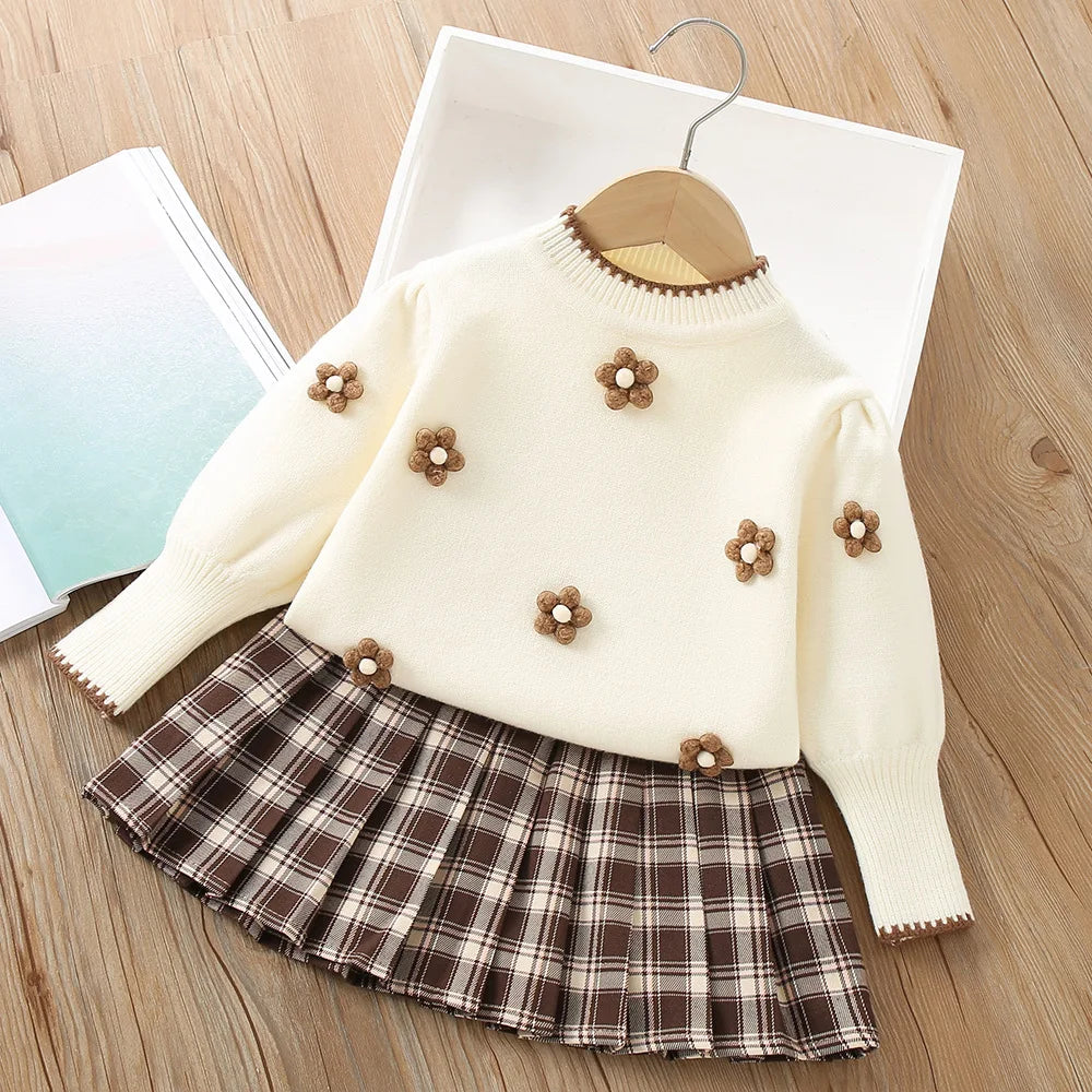Cher Flower Pullover and Pleated Skirt