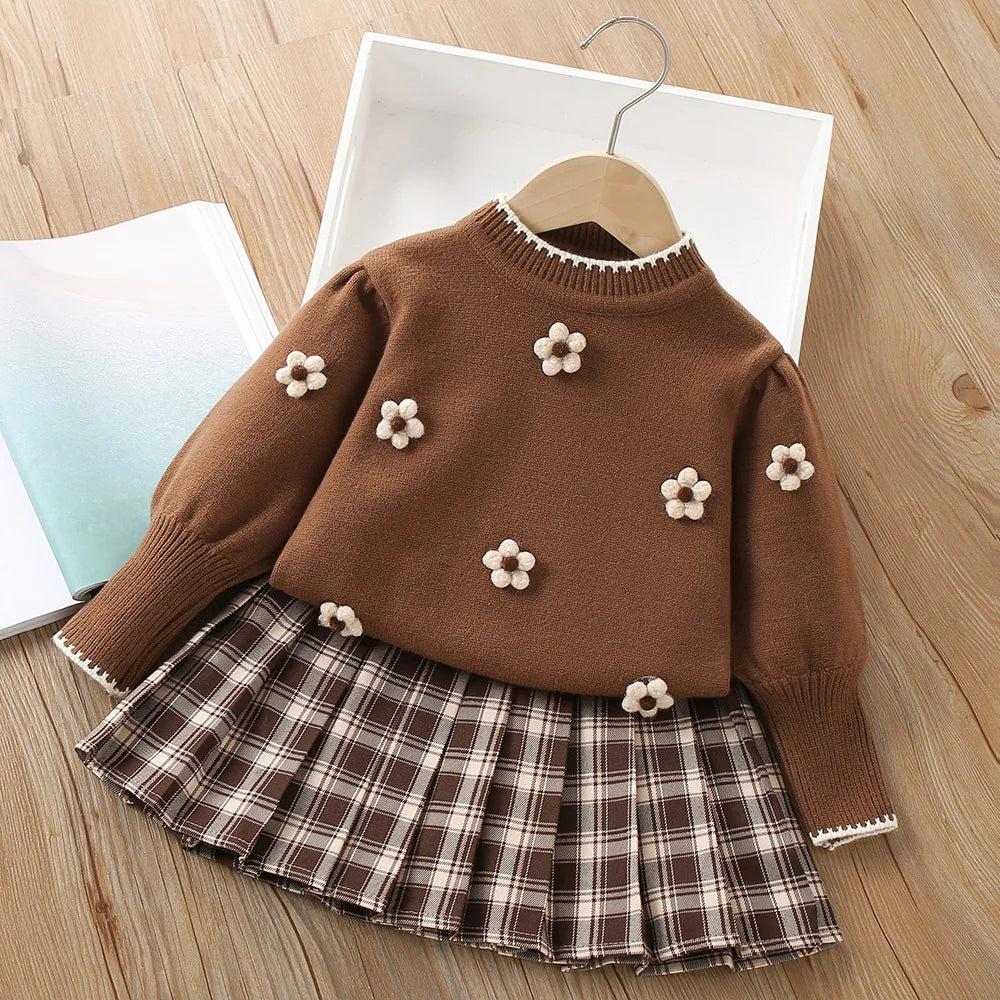 Cher Flower Pullover and Pleated Skirt