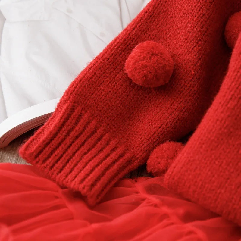 O-Neck Sweater And Tulle Skirt Set