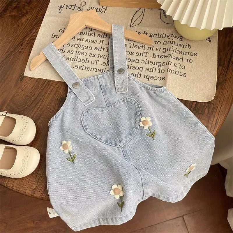 2 Piece Set: Lace Shirt and Daisy Overalls