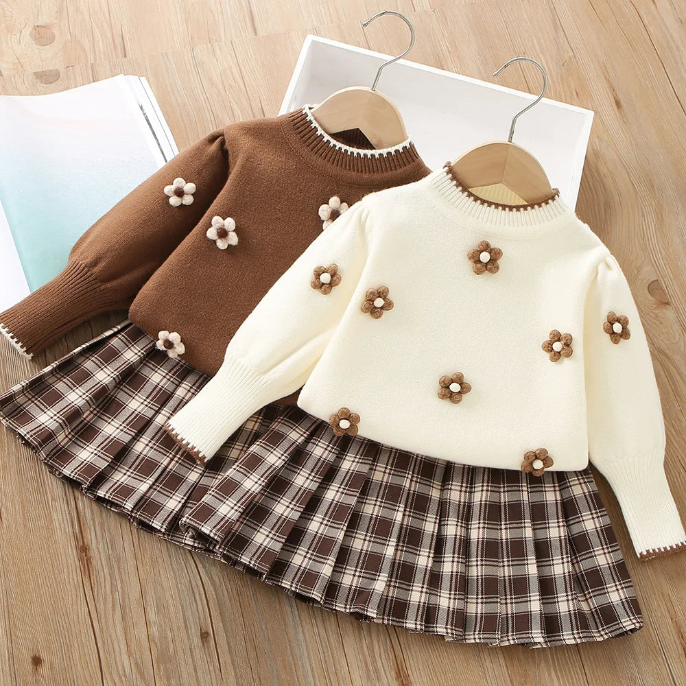Cher Flower Pullover and Pleated Skirt