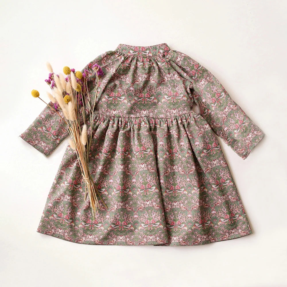 Spring Vintage Floral Long Sleeve Dress