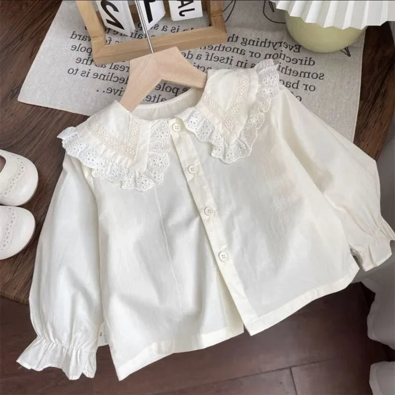 2 Piece Set: Lace Shirt and Daisy Overalls
