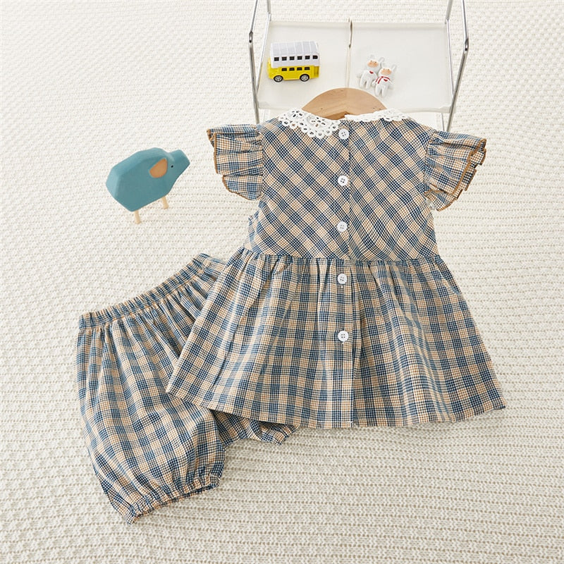 Fashionable Plaid Top and Bottoms