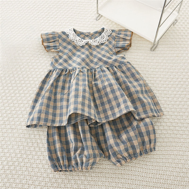 Fashionable Plaid Top and Bottoms