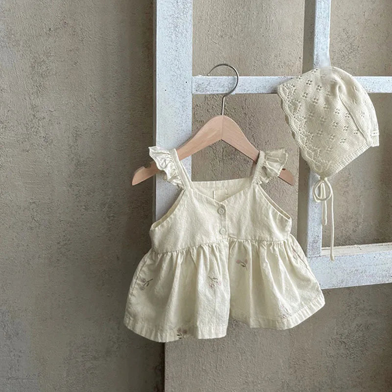 Susy Q Embroidered Ruffle Dress Top and Short Set