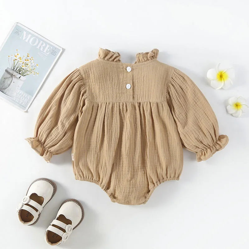 NEW Ruffled Collar Floral Puff Sleeve One Piece