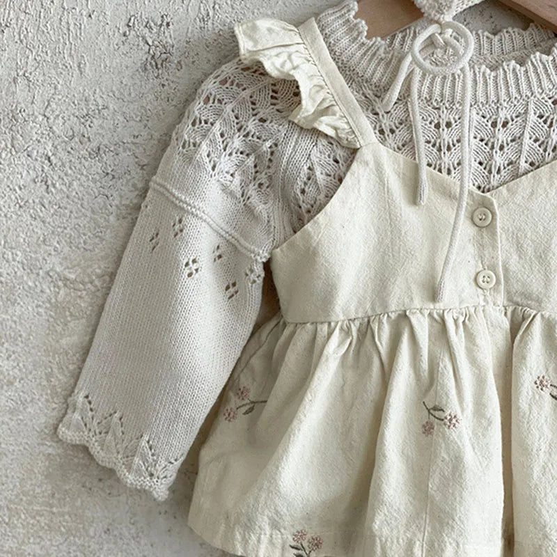 Susy Q Embroidered Ruffle Dress Top and Short Set