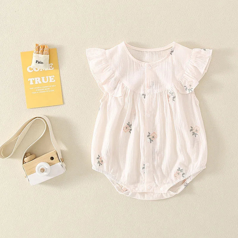 Embroidered Flower One Piece Bodysuit