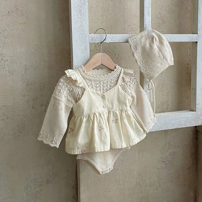 Susy Q Embroidered Ruffle Dress Top and Short Set