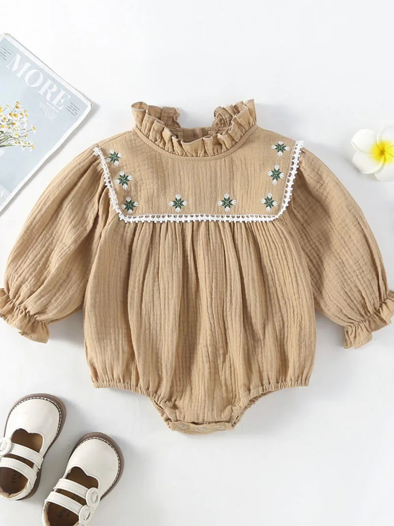 NEW Ruffled Collar Floral Puff Sleeve One Piece